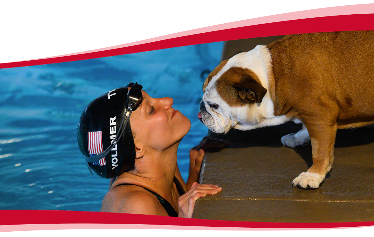 swimmer with dog